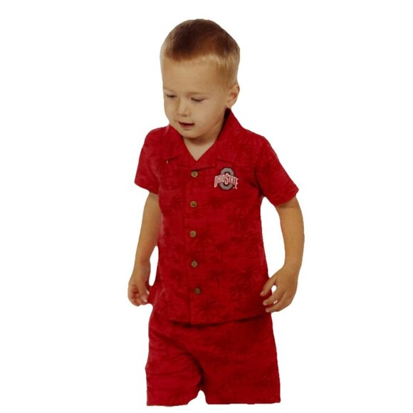 NEW Ohio State Buckeyes Colosseum Red Palms Shirt Shorts Set Toddler Boys 3T - Picture 3 of 10